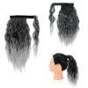 Grey Ponytail Hair Extensions 14inch Curly Wavy Ponytail Hairpieces for Women Short Synthetic Corn Wave Clip in on Pony Tail for Women Girls Fluffy Heat Resistant Magic Paste Ponytails(Grey)