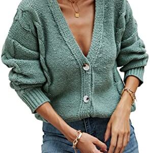 HZSONNE Women's Button Down Short Cardigan Sweater Soft Knitted Coat Long Sleeve V Neck Casual Outerwear