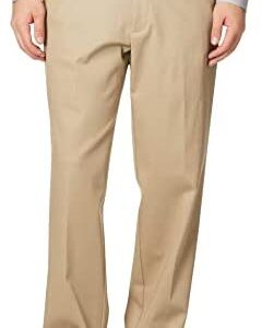 Haggar Men's Premium No Iron Khaki Classic Fit Expandable Waist Flat Front Pant