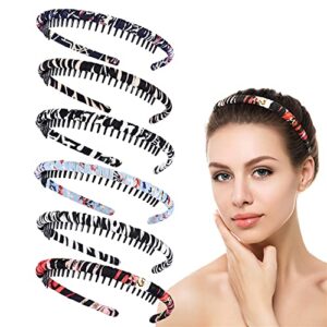 Headbands for Women's Bohemian Hair Band/Girls Teeth Combing Accessories Non-slip Hair Band Resin Headband (Pack of 6)Suitable for Ladies and Girls