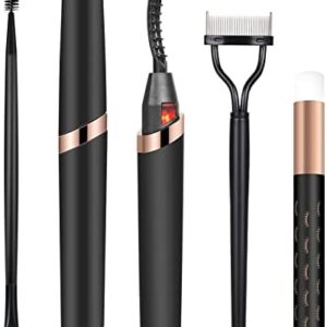 Heated Eyelash Curlers, Dust2oasis Electric Eyelash Curler Heated with Eyelash Comb - Lash Lift Curler for Women Natural Quick Curling, Rechargeable and Travel Friendly, 3 Heat Settings-Black