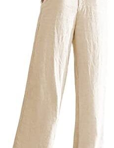 Hooever Womens Casual High Waisted Wide Leg Pants Button Up Straight Leg Trousers
