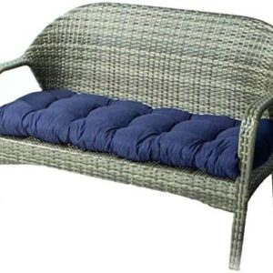 Indoor/Outdoor Bench Cushion Cotton Garden Furniture Loveseat Cushion, 51.2"x19.7" Patio Wicker Seat Cushions for Lounger Garden Furniture Patio Lounger Bench (Navy Blue)