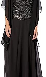 J Kara Women's Petite Embellished Top Mock 2 Piece Dress with Scarf