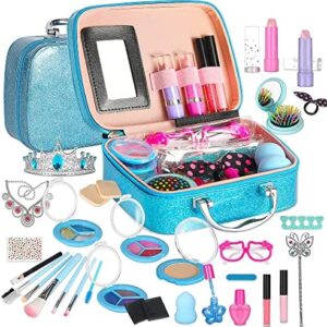 Kids Makeup Kit for Girls, Real Washable Makeup Toy for Little Girl, Save $10, Princess Play Make Up Birthday Gift Toy, for Toddler Kid Girls Children Age 4 5 6 7 8 9 10 Year Old, HOVOCEL 38Pcs