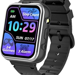 Kids Smart Watch, Smart Watch for Kids Boys Toys for Ages 3-12 Years, Aluminum Case Kids Watch with 24 Games 2 Cameras 3 Alarm Music Videos Record Pedometer Flashlight Birthday for Boys Girls