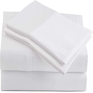 King Sheet Set 600 TC Egyptian Cotton Sheets King Size Cotton Sheets for King Size Bed Sateen Long Staple Deep Pockets Flat Fitted Pillow Case Better Than Percale Hotel Quality White
