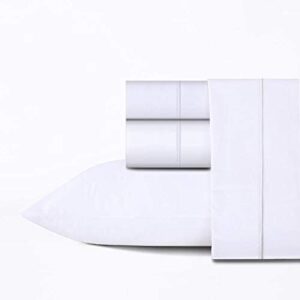 King Sheets Bed Set 4 Pieces, 600 Thread Count 100% Egyptian Cotton Bed Sheets, Breathable, Soft & Silky Sateen Weave Fits Mattress Up to 18" Deep Pocket (White, King)