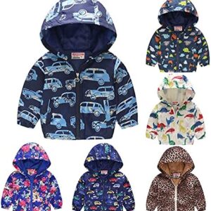 Kis Baby Boys Girls Cartoon Zip Up Dinosaur Hooded Jacket Long Sleeve Windproof Coats Windbreaker Outerwear 0-6 Years