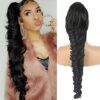 LEOSA Curly Wavy Drawstring Ponytail for Black Women Curly Hair Ponytail Clip in Ponytail Hair Extensions Long Black Ponytail Extension Body Wave Hair Extensions Ponytail Hair Buns Hair Piece 28 Inch