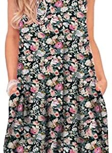 Ladmous Women's Summer Spaghetti Strap Sundresses Boho Beach Dresses Casual Mini Dresses with Pockets