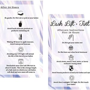 Lash Lift and Tint Care Card, 50 Pack of 3.5x2 Inch Lash Aftercare Cards for at Home Lash Tint Kit, Eyelash Aftercare Supplies, Glossy Eyelash Cards for Salon, Business, Eyelash Extension Supplies
