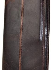 Le'aokuu Mens Leather Zipper Pocket Id Business Card Case Holder Organizer Wallet Phone Case Designer Bifold Checkbook Purse