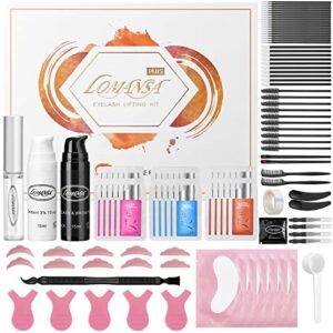 Lomansa Eyelash Perm Kit and Black Color, Professional Brow Lamination Kit with Colors, Semi-Permanent Quick Curling and Voluminous Coloring, Lasts For 6-8 Weeks