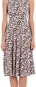London Times Women's Fit Dress, Sleeveless Flare Midi