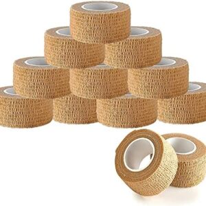 MEDca Self Adherent Cohesive Wrap Bandages 1 Inch X 5 Yards 24 Count with Strong Elastic First Aid Tape for Sprain Swelling and Soreness on Wrist and Ankle (Skin Color)