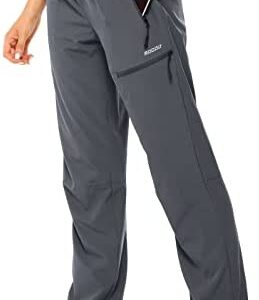 MOCOLY Women's Cargo Hiking Pants Elastic Waist Quick Dry Lightweight Outdoor Water Resistant UPF 50+ Long Pants Zipper