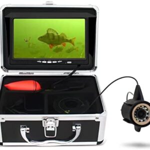 MOOCOR Underwater Fishing Camera, Upgraded 720P Camera w/ DVR, Portable Video Fish Finder with 1280x720 IPS 7 inch Screen, 12pcs IR and 12pcs LED White Lights for Ice, Lake, Boat, Sea Fishing