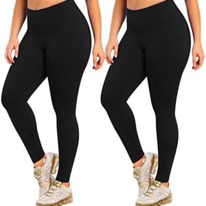 MOREFEEL Plus Size Leggings for Women-Stretchy X-Large-4X Tummy Control High Waist Spandex Workout Black Yoga Pants