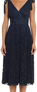 Maggy London Women's Floral Lace V-Neck Dress with Shoulder Tie Detail