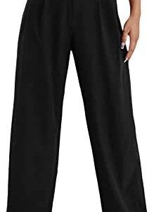 MakeMeChic Women's High Waisted Pockets Work Office Palazzo Wide Leg Pants