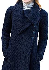 Merino Wool Chunky Knit Coat With Buttons