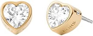 Michael Kors Women's Stainless Steel Heart Shaped Stud Earrings With Crystal Accents