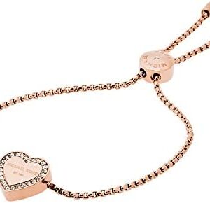 Michael Kors Women's Stainless Steel Rose Gold-Tone Slider Bracelet with Crystal Accents