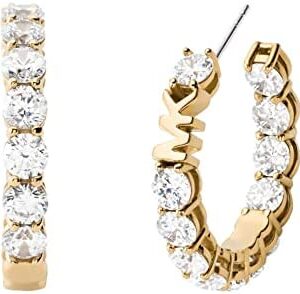 Michael Kors Women's Stainless Steel Small Hoop Huggie Earrings With Crystal Accents