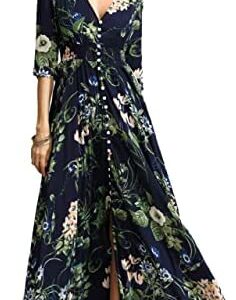 Milumia Women's Button Up Split Floral Print Flowy Party Maxi Dress
