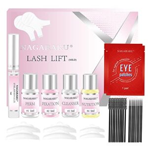 NAGARAKU Lash Lift Kit Mild Eyelash Semi-Permanent Curling Perming Wave Retension 40-60 days Professional with Eye pads Brush