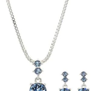 NINE WEST Women's Boxed Necklace/Pierced Earrings Set, Silver/Blue, One Size