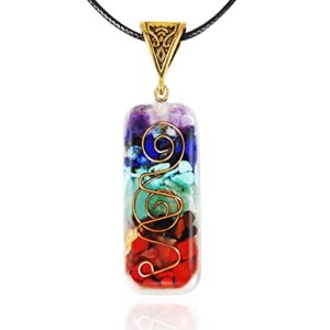 Orgone Pendant Orgonite Healing Crystals Pendant 7 Chakra Stones Necklace Adjustable Cord Crystal Jewelry for Women Men Relieve stress and strengthen the immune system Meditation & Yoga
