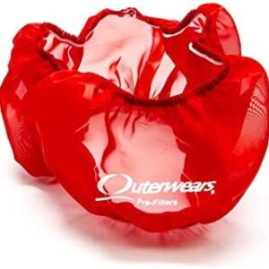 Outerwears Air Filter Wrap, Pre Filter, 14 in OD, 4 in Tall, Polyester, Red, Each