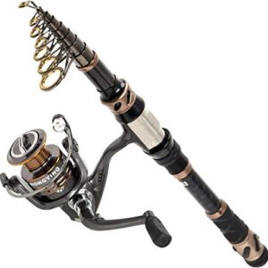 PLUSINNO Fishing Rod and Reel Combos - Carbon Fiber Telescopic Fishing Pole - Spinning Reel 12 +1 Shielded Bearings Stainless Steel BB…