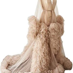 PLUVIOPHILY Maternity Tulle Dress Robe for Photoshoot Baby Shower Photography