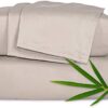 PURE BAMBOO Sheets King Size Bed Sheets 4 Piece Set, Genuine 100% Organic Bamboo, Luxuriously Soft & Cooling, Double Stitching, 16 Inch Deep Pockets, Lifetime Quality Promise (King, Sand)
