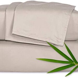 PURE BAMBOO Sheets King Size Bed Sheets 4 Piece Set, Genuine 100% Organic Bamboo, Luxuriously Soft & Cooling, Double Stitching, 16 Inch Deep Pockets, Lifetime Quality Promise (King, Sand)