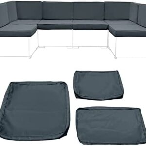Patio Cushion Covers Replacement, Outdoor Cushion Slipcovers with Zipper and Waterproof Chair Seat Cover for 7 Pcs Patio Furniture Sofa Set (14 Pieces) (Dark Grey)