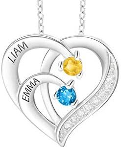 Personalized mothers necklace with birthstones and names sterling silver jewelry for women custom engraved necklace for her birthstone necklace
