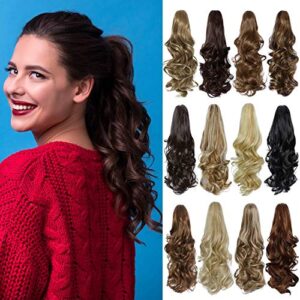 Ponytail Extension 16" Long Curly Wavy Claw Jaw Clip in Synthetic Hairpiece Pony Tail Tale Ponytail Hair Extensions