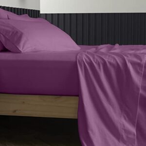 Pure Egyptian California King Size Cotton Bed Sheets Set (Cal King, 1000 Thread Count) Plum Bedding and Pillow Cases (4 Pc) – Egyptian Cotton Sheets Cal King Size Bed- Sateen Sheets - 15” Deep Pocket