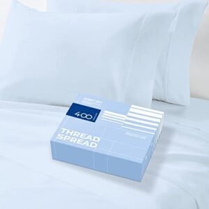 Pure Egyptian King Size Cotton Bed Sheets Set King, Ocean Blue Bedding and Pillow Cases (4 Pc) – Egyptian Cotton Sheets King Size Bed- Sateen Sheets - 18” Deep Pocket King Sheets