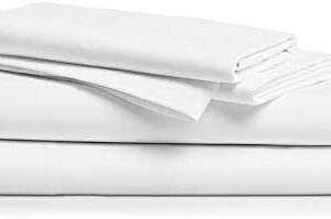Pure King Size Cotton Bed Sheets Set (King, 1000 Thread Count) White Sheets and Pillow Cases (4 Piece) – Cotton Sheets King Size Bed- Sateen Weave Sheets - 18” King Deep Pocket Sheets