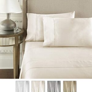 Pure Parima Luxury 100% CEA Certified Egyptian Cotton Sheet Bed Set | Extra-Long Staple | Cool, Breathable, Ultra Comfort | Double Hem-Stitched | Flat, Fitted, and 2 Pillow Cases (Ivory, King)