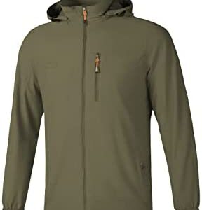 RIJING Men's Lightweight Jacket Windproof Softshell Windbreaker Outdoor Spring Coat Packable Hiking Outwear with Hood