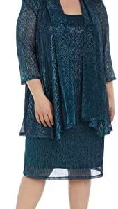 R&M Richards Women's Plus Size Shimmer Jacket Dress