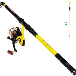Richcat Fishing Rod and Reel Combo，Medium Heavy Poles and Reels Telescopic Rod Kits for Adults， 22lb Line Pre-spooled with Spining Reel for Travel Saltwater Freshwater Catfish Bass Fishing