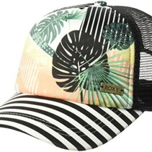 Roxy Women's Water Come Down Trucker Hat, Jet Black Crazy Victoria Popsurf 1SZ
