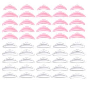 SALOCY Eyelash Lift Tools, 50 Pieces Silicone Eyelash Pads,Silicone Eyelash Perming Curler, Lift Pads for Eyelashes Makeup Beauty Tool(Pink and Clear)